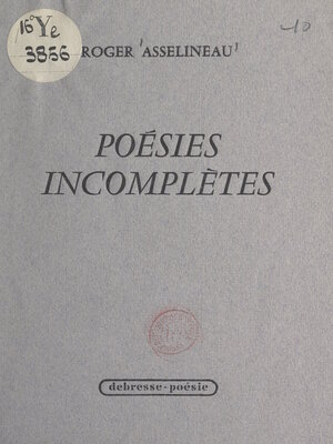 cover image of Poésies incomplètes